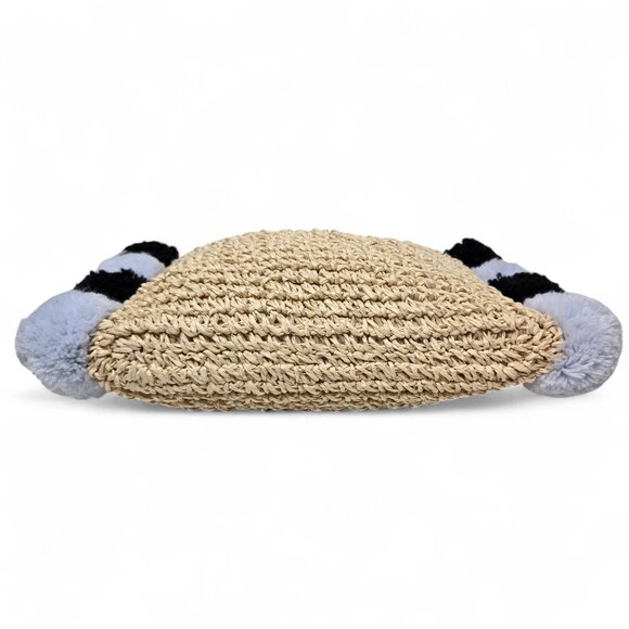 Janie and Jack Straw Pom Pom Trim Handbag Youth Rounded Strap Fun Plush - Picture 4 of 7